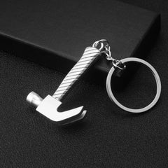 10 PCS Tool Metal Keychain Car Key Ring Pendant, H-394 Unilateral Pattern Hammer, H-390 Glossy Sheep Angle Hammer, H-397 Axe Claw Hammer, H-398 Electric Drill