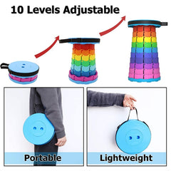 Outdoor Folding Telescopic Stool Portable Fishing Chair, 45cm(Rainbow), 45cm(Red)