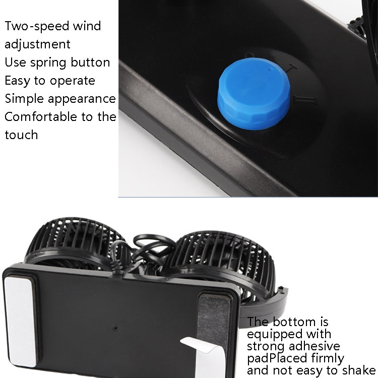 Car Fan Portable Mini Adjustable Car Double-Headed Electric Fan, USB Universal, 12V Cigarette Lighter, 24V Cigarette Lighter