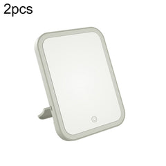 2 PCS LED Makeup Mirror With Lamp Fill Light Dormitory Desktop Dressing Mirror Female Folding Portable Small Mirror,Style:, Charging Monochromatic Light (White), Charging Monochromatic Light (Pink), Plug-in Monochromatic Light (White)                  ...