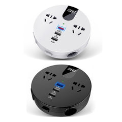 QC3.0 Car 12V 24V To 110V 220V Multi-function Inverter, White Round, Black Round