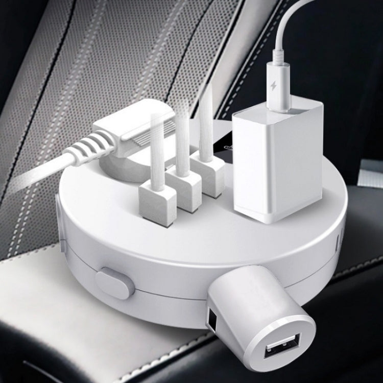 QC3.0 Car 12V 24V To 110V 220V Multi-function Inverter, White Round, Black Round