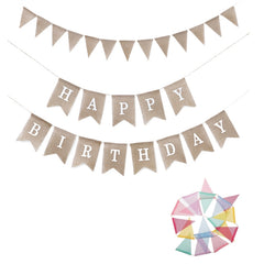 Swallowtail Burlap First Birthday Flags Mori Series Party Flags Specification: Burlap Birthday Fish Tail Flag, Burlap Birthday Fish Tail Flag, Burlap Triangle Flag, Burlap Triangle Flag (Candy Colored)