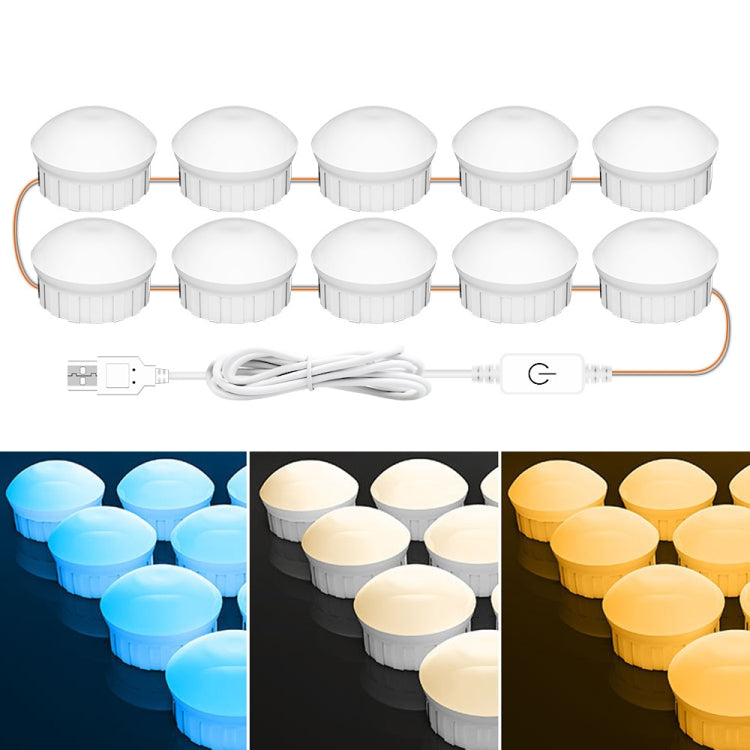 Cosmetic Room Bathroom Mirror Front Light USB Three-Color Dimming Light, 2 LEDs, 6 LEDs, 10 LEDs, 14 LEDs