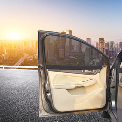 4 PCS Net Yarn Magnetic Suction Type Car Sunshade Curtain, Front Row Arc, Back Row Square, Thick Front Row Arc, Thick Back Row Square
