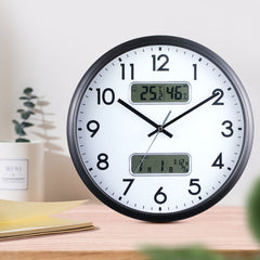 13 Inch Dual-screen LED Display Wall Clock Living Room Temperature And Humidity Calendar Multi-function Clock, Dual-screen LED Display Wall Clock