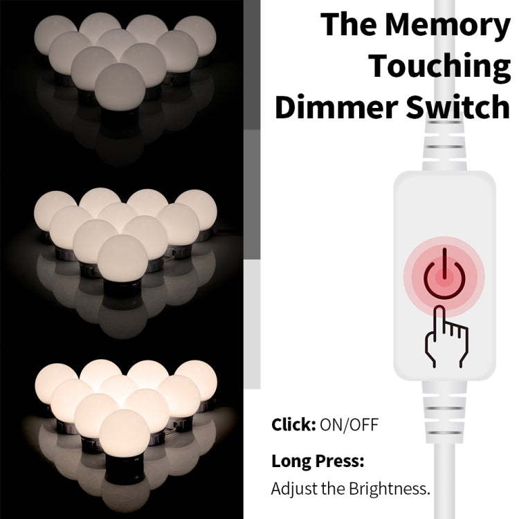 3 Color Temperature Mirror Front Lamp USB Simple Bathroom Makeup Light Bulbs, 2 LEDs, 6 LEDs, 10 LEDs, 14 LEDs