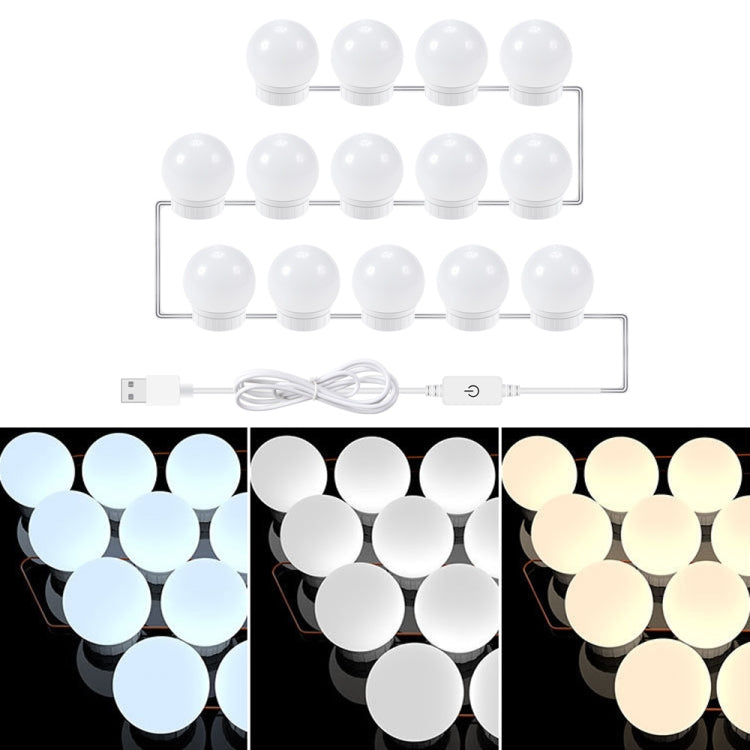 3 Color Temperature Mirror Front Lamp USB Simple Bathroom Makeup Light Bulbs, 2 LEDs, 6 LEDs, 10 LEDs, 14 LEDs