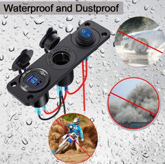 12-24V Car Ship Waterproof USB Charging Cigarette Lighter Master 3 In 1 Combined Panel Switch, 12-24V