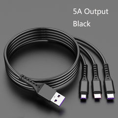 2 PCS ZZ034 USB To 8 Pin + USB-C / Type-C + Micro USB 3 In 1 Fast Charging Cable, Style:, 5A Super Fast-Black, Mini-Silver, Mini-Red, Mini-Blue, Mini-Black