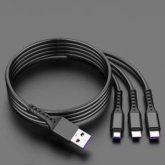 2 PCS ZZ034 USB To 8 Pin + USB-C / Type-C + Micro USB 3 In 1 Fast Charging Cable, Style:, 5A Super Fast-Black, Mini-Silver, Mini-Red, Mini-Blue, Mini-Black