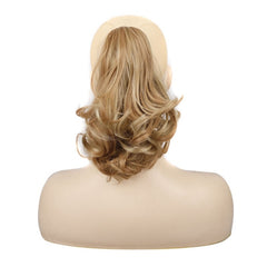 Women Curly Hair Short Ponytail Wig With Shark Clip, 4AH27A #, 12H24 #, 16H613 #, 22H24 #, 22M613 #, 86M613 #