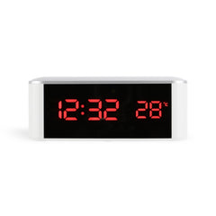 Home LED Mirror Multifunction Electronic Clock Mirror Clock Household Thermometer, Red Word, White Word, Blue Word