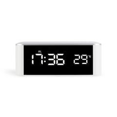 Home LED Mirror Multifunction Electronic Clock Mirror Clock Household Thermometer, Red Word, White Word, Blue Word