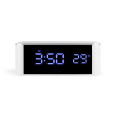 Home LED Mirror Multifunction Electronic Clock Mirror Clock Household Thermometer, Red Word, White Word, Blue Word