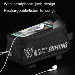 WEST BIKING West 6.9 Inches Rider Bike Reflective Mobile Phone Touch Screen Front Bag Mountain Bike Front Beam Upper Tube Bag, YP0707267