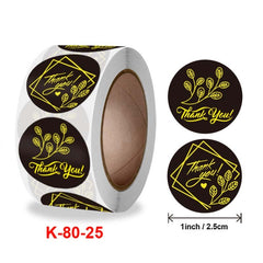 Thank You Hot Stamping Sticker Floral Wedding Gift Decoration Label, K-80-25mm, K-81-25mm