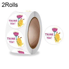 2 Rolls Animal Decoration Envelope Sealing Sticker Thank You  Label, 2.5cm