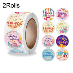2 Rolls Birthday Sticker Gift Decoration Sealing Sticker, 2.5cm / 1inch