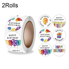 2 Rolls Birthday Sticker Gift Decoration Sealing Sticker, 2.5cm / 1inch