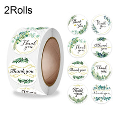 2 Rolls Thank You Floral Sticker Wedding Gift Decoration Label, 2.5cm / 1inch