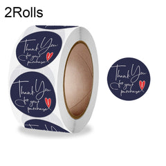 2 Rolls Thank You Floral Sticker Wedding Gift Decoration Label, 2.5cm / 1inch