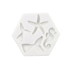 Ocean Series Big And Small Fishtail Starfish Seahorse DIY Baking Liquid Silicone Mold, Gray, Pink