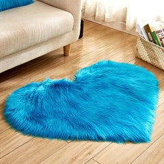 Love Heart Rugs Artificial Wool Sheepskin Hairy Carpet Faux Floor Mat Fur Plain Fluffy Soft Area Rug Tapetes, 30*40cm