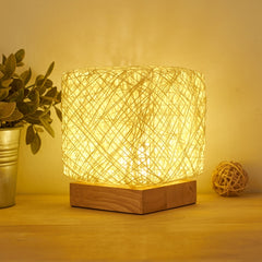 USB Square Sepak Takraw Table Lamp Bedroom Bedside Decorative Light, Spec:, Button Switch+Base, Dimming Switch+Base