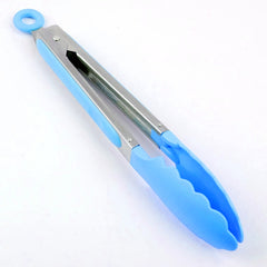 Kitchen Silicone Cooking Salad Stainless Steel Handle Food Clip, Steel Handle Food Clip(Blue), Steel Handle Food Clip(Pink), Steel Handle Food Clip(Yellow)