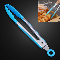 Kitchen Silicone Cooking Salad Stainless Steel Handle Food Clip, Steel Handle Food Clip(Blue), Steel Handle Food Clip(Pink), Steel Handle Food Clip(Yellow)