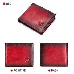 BUFF CAPTAIN 05 Men Leather Short Wallet Anti-Theft Brush Multi-Card Bit First-Layer Soft Cowhide Wallet, Red, Black, Yellow Brown