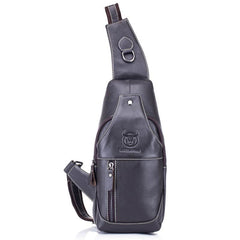 BULL CAPTAIN 019 Retro Men Leather Crossbody Shoulder Bag First-Layer Cowhide Chest Bag, Colour: Black + Buckle, Chestnut Brown, Yellow Brown, Gray Brown, Pure Black, Chestnut Brown + Buckle + Bracket, Black + Buckle + Bracket, Yellow + Buckle + Bracke...