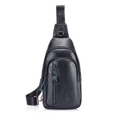 BUFF CAPTAIN 100 Men Leather Crossbody Shoulder Bag First-Layer Cowhide Multi-Function Sports Casual Chest Bag, Black, Brown, Yellow Brown