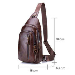 BUFF CAPTAIN 100 Men Leather Crossbody Shoulder Bag First-Layer Cowhide Multi-Function Sports Casual Chest Bag, Black, Brown, Yellow Brown