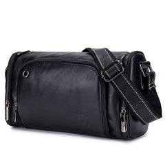 BUFF CAPTAIN HKDJB--001 First-Layer Cowhide Shoulder Messenger Bag Sports Men Leather Bag, Dark Brown, Yellow, Black