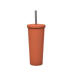 700ml Large Capacity Double Stainless Steel Straw Cup Vacuum Outdoor 304 Insulation Cup Car Water Cup, Khaki, Cinnabar Orange, Lilac Purple, Pink, Glazed Green, Moss Green, Dark Gray, Indigo, Ink Black, Gray Green, Light Pink, Green White, Lake Blue