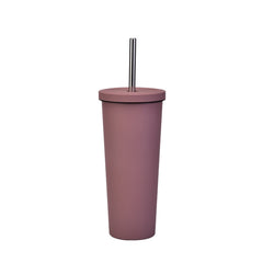 700ml Large Capacity Double Stainless Steel Straw Cup Vacuum Outdoor 304 Insulation Cup Car Water Cup, Khaki, Cinnabar Orange, Lilac Purple, Pink, Glazed Green, Moss Green, Dark Gray, Indigo, Ink Black, Gray Green, Light Pink, Green White, Lake Blue