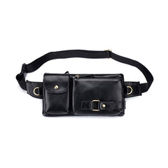 BULL CAPTAIN 020 Men Small Mobile Phone Waist Bag Crossbody Multi-Function Chest Bag, Black, Brown