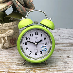 3 Inch Metal Bell Alarm Clock With Night Light Student Bedside Fashion Clock, Red, Green, Blue, Pink, Orange
