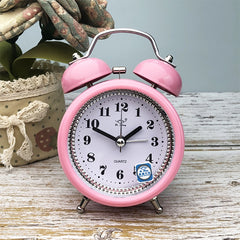 3 Inch Metal Bell Alarm Clock With Night Light Student Bedside Fashion Clock, Red, Green, Blue, Pink, Orange