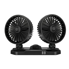 F558 With USB Mobile Phone Charging Car Fan 12/24V Car Truck Double Shaking Head Fan, Double Head 12V, Double Head 24V