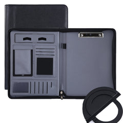 KC601 A4 Multifunctional Portable Folder Business Zipper Bag Leather Folder, Style:, No Chargeable No Calculator No Memo Pad (Black), No Chargeable No Calculator No Memo Pad (Dark Blue), No Chargeable No Calculator No Memo Pad (Gray)                   ...