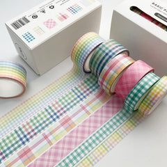 Paper Lattice Decorative Material Tape For Handbook, Rainbow Plaid, Black Plaid, Background Black, Texture, Basic Plaid, Stripe