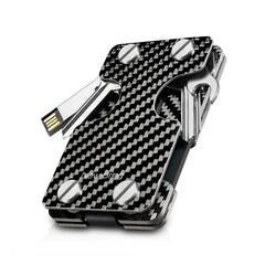 New-Bring Metal Card Holder Multifunctional  EDC Wallet Can Store Keys & U Disk, Black, Carbon Fiber