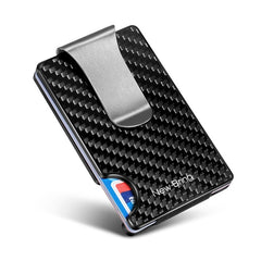 New-Bring Metal Carbon Fiber Wallet Ultra-Thin Card Holder Male RFID Anti-Theft Simple Wallet Bank Credit Card Storage Device, Silver, Black