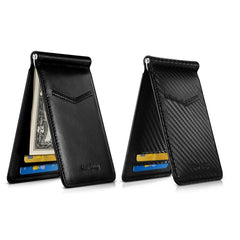 New-Bring Anti-Theft RFID Card Holder Men Ultra-Thin Card Holder Multi-Card Position ID Leather Case, Black, Carbon Fiber
