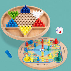 Children Wooden Multifunctional Parent-Child Interactive Puzzle Board Toy, Set Specification:, 2 In 1 Hocker + Flying Chess, 2 In 1 Hockey + Five Sorrows, 4 In 1 Chess, 6 In 1 Chess, 8 In 1 Chess