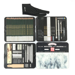 KALOUR 70 in 1  Sketch Pencil Iron Box Set Sketch Tool Set Fine Art Painting Pencil, 70 in 1 Sketch Pencil