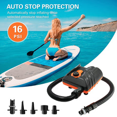 HT-785 Paddle Board 16PSI High Pressure Car Inflatable Pump 12V Electric Air Pump With 6 Connectors, HT-785